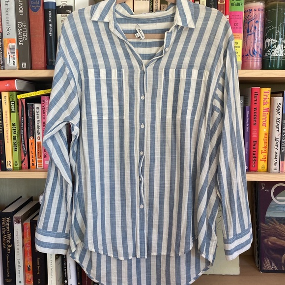 Madewell Tops - Blue & White Madewell Button Up - Large